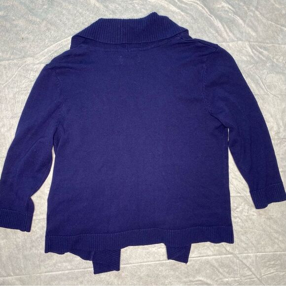 Vintage FADED GLORY Cardigan Sweater Open Front 3/4 Sleeve Womens M Navy Blue - Picture 2 of 11